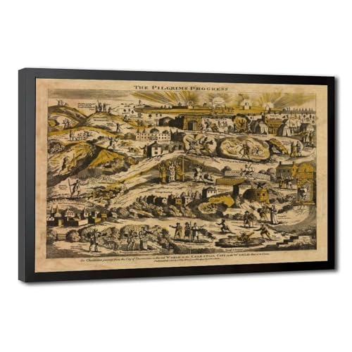 Toile Carte du progrès du pèlerin 1813 : finissez-en avec les murs vides | Cadre 61x91 cm