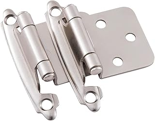 HOMER HARDWARE Satin Brushed Nickel Cabinet Hinges for Kitchen Cabinets (25 Pair -50 Pcs) -1/2" Overlay (Variable) -Self Closing Kitchen Cabinet Hinges Flush Mount w/Silicon Bumpers & Upgraded Screws