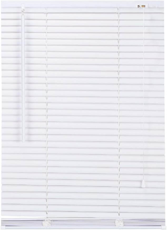 APEX FURNISHINGS Made to Measure PVC Venetian Blinds - 25mm Slats with Metal Headrail Window Blinds Child Safe Fittings Windows Shutters for Home Office (White 240W x 150L cm)