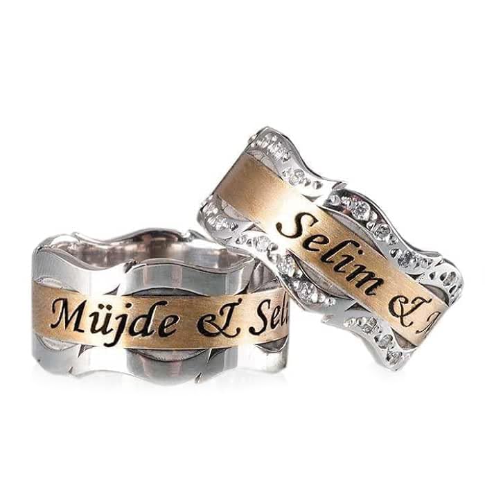 Silber Ehering Sets 925 Sterling Silber Paar Ehering Set Personalisiert Mann und Frau Silber Ehering Set