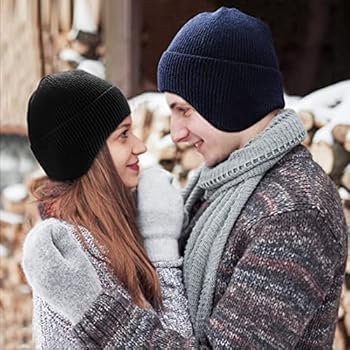 HASAGEI Wintermuts, ademend, gebreide muts, winter, thermische muts, zachte sportmuts, skimuts voor heren en dames, outdoor, Blauw met fleecevoering, One size HASAGEI Wintermuts, ademend, gebreide muts, winter, thermische muts, zachte sportmuts, skimuts voor heren en dames, outdoor, Blauw met fleecevoering, One size