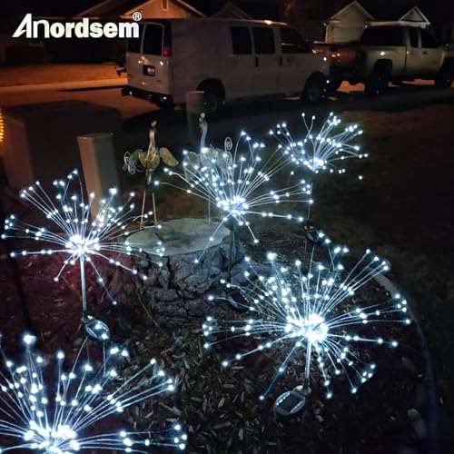 Image of Anordsem Solar Fireworks Lights Outdoor:Garden Lights Waterproof for Outdoor Use - LED Starburst White Lighting Patio Pass Decoration Pack of 8 - Gardening Gifts for Women,Moms,Homecomers