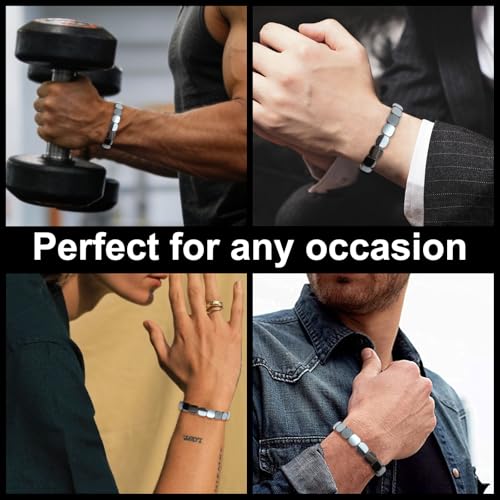2 Pulseras Hematite Ajustables para Hombre miniatura 7
