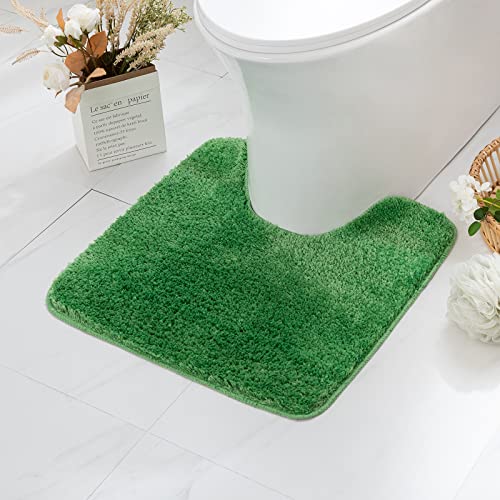 MIULEE Absorbent WC Toilet Rug Non Slip U Shape Bath Mat with High Hydroscopicity Rugs Super Soft Cozy and Shaggy Microfiber Rug Carpet for Bathroom 45x45 cm Grass Green - Image 2