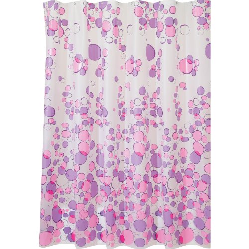 InterDesign Bubblz - Cortina de Ducha, Color Rosa y Morado