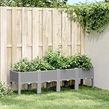 INLIFE Macetero de jardín con patas gris claro 160 x 40 x 42 cm de polipropileno para casa y jardín,56 kg)