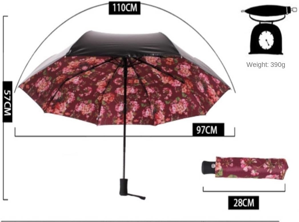 Portable Umbrella for Travel Umbrella Woman Painting Garden Folding Umbrellas Sunny Rainy Woman's Umbrella Female Parasol Anti-UV Umbrella Outdoor(Green)