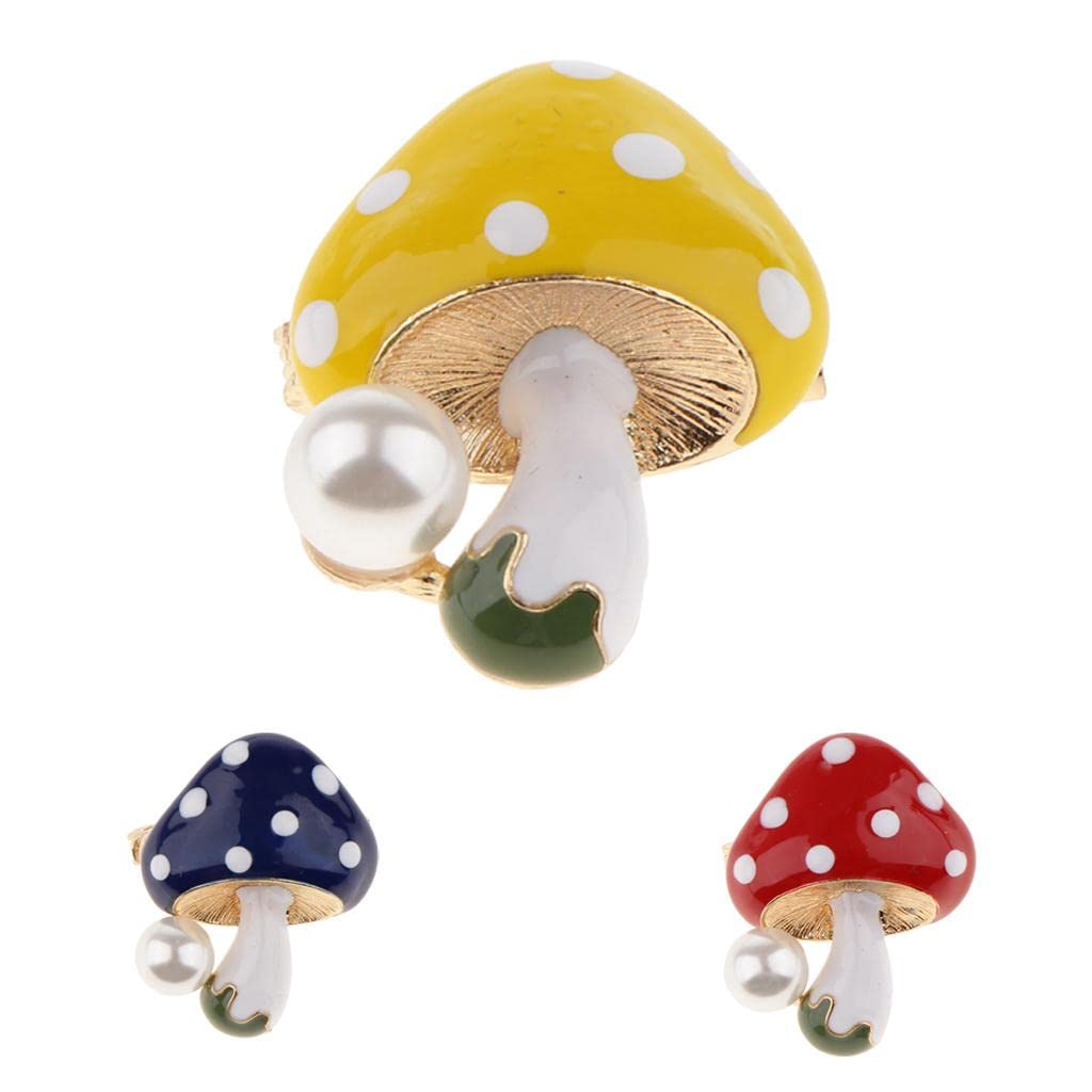 styleheaven Delicate 3 Colors Enamel Faux Pearl Mushroom Brooch Pins for Womens Yellow |Jewelry & Watches | Fashion Jewelry | Pins & Brooches-picture-0