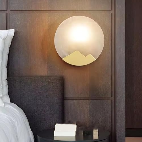 ASerZenith Postmodern Light Mountains Wall Lamp Living Room Marble Bedroom Decoration Indoor Lighting Staircase Nordic Copper For Home,White Light-20 * 20Cm