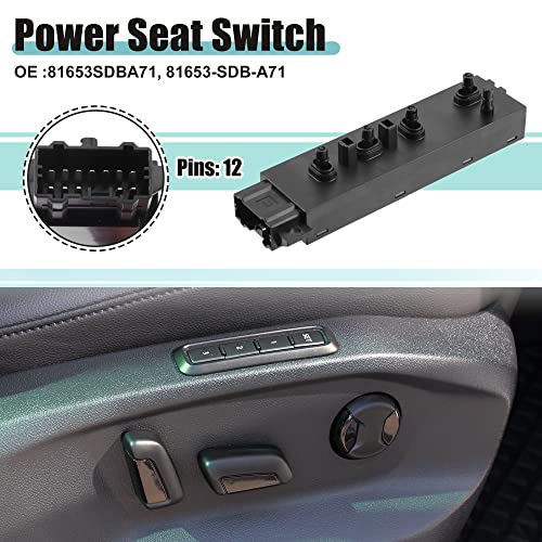 ACROPIX Front Left Side 6 Way Car Power Seat Switch Control Adjustment Adjust Recline Recliner Switch Fit for Acura ILX - Pack of 1 Black