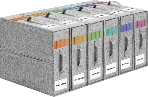 XGMZTN Lot de 6 Boite Rangement Drap de Lit, Linge housse de Rangement Drap Placard, Organisateur de Drap Pliable, Rangement Parure de Lit, Gris