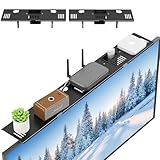 テレビ上ラック 収納 43cm 耐荷重6kg 小物入れ付き2個 2点セット 工具不要 簡単設置 テレビ上棚 ルーター置き場 ケーブル整理 省スペース モニターラック (86cm＋小物入れ付き)