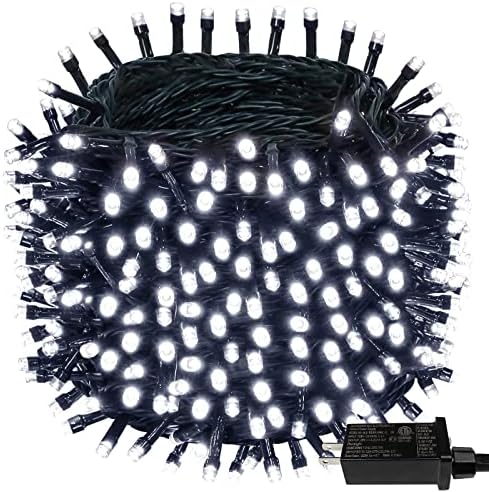 KAQ- 115FT 300LED Christmas String Lights Indoor/Outdoor, Green Wire Tree Lights Waterproof with 8 Modes, White Plug in String Lights for Party Wedding Garden Xmas Decoration (Cool)