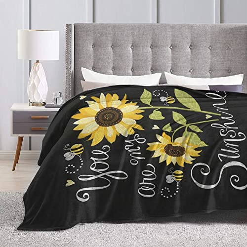 Flxur Super Soft You Are My Sunshine Sunflower Blanket, Light Plush Bed Blanket, Suitable For Adults And Children To Use 50"X40" #TOP3