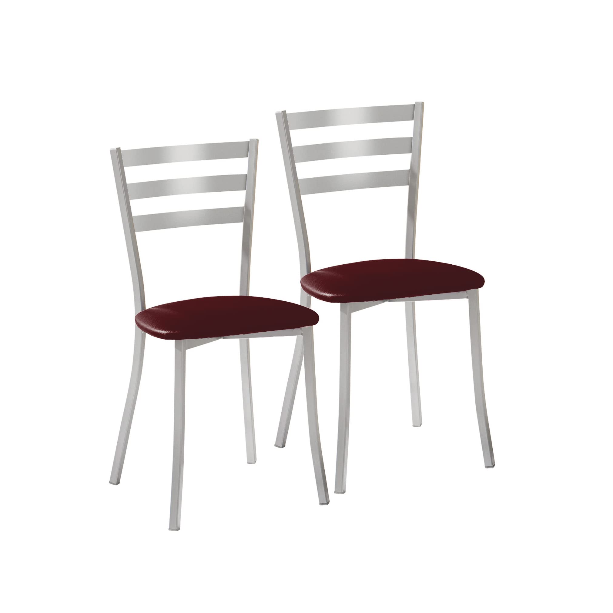 ASTIMESA SCRRBU Due sedie da cucina, metallo, bordeaux, altezza della seduta 45 cm