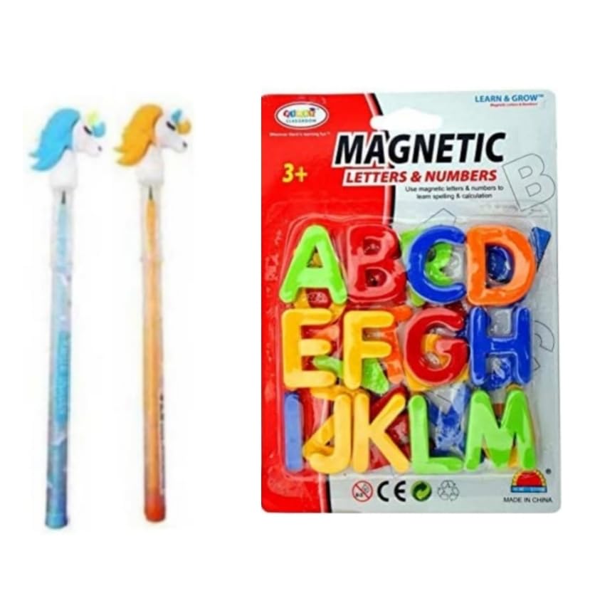 Magnetic ABC, Magnetic Early Education Learning Toy for All Kids, Alphabets (Multicolor) with 2 Unicorn Shaped Pencil Magnetic ABC, Magnetic Early Education Learning Toy for All Kids, Alphabets (Multicolor) with 2 Unicorn Shaped Pencil