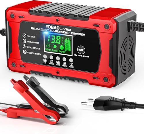 YDBAO Caricabatterie Auto 10A 12V Multi Protezioni Carica Batteria per
