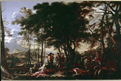 Pintura en madera de filósofos Salvator Rosa en lienzo texturizado de alta definición 60x90cm