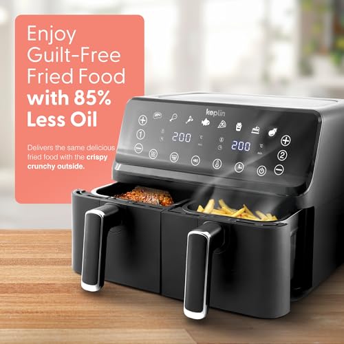 Keplin 9L Dual Zone Air Fryer - 8 in1 Cooking Functions - 2700W Energy-Saving Cooker - Extra-Large Capacity for Healthy Meals - Roast, Bake, Dehydrate, Reheat,- Family Size (9L)- 2 Years Warranty - Image 4