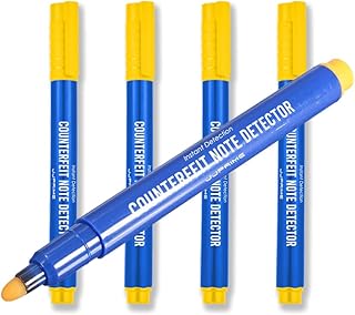 JJ PRIME - 5 pcs Counterfeit Bank Notes Currency Detector Pens Identifier Markers Tester Counterfeit Money Marker Pen for Fake Money Bill Detection, Blue