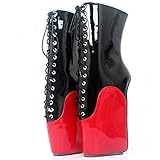 JiaLuoWei Ankle Boots, Women Ballet Ankle Boots Lace-up Sexy Boots 18cm Wedge High Heelless (10)