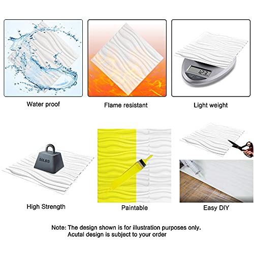 Image of Art3d PVC Textures 3D Wall Panels White Diamond Design Tiles (32 Sq ft) -Pack of 12