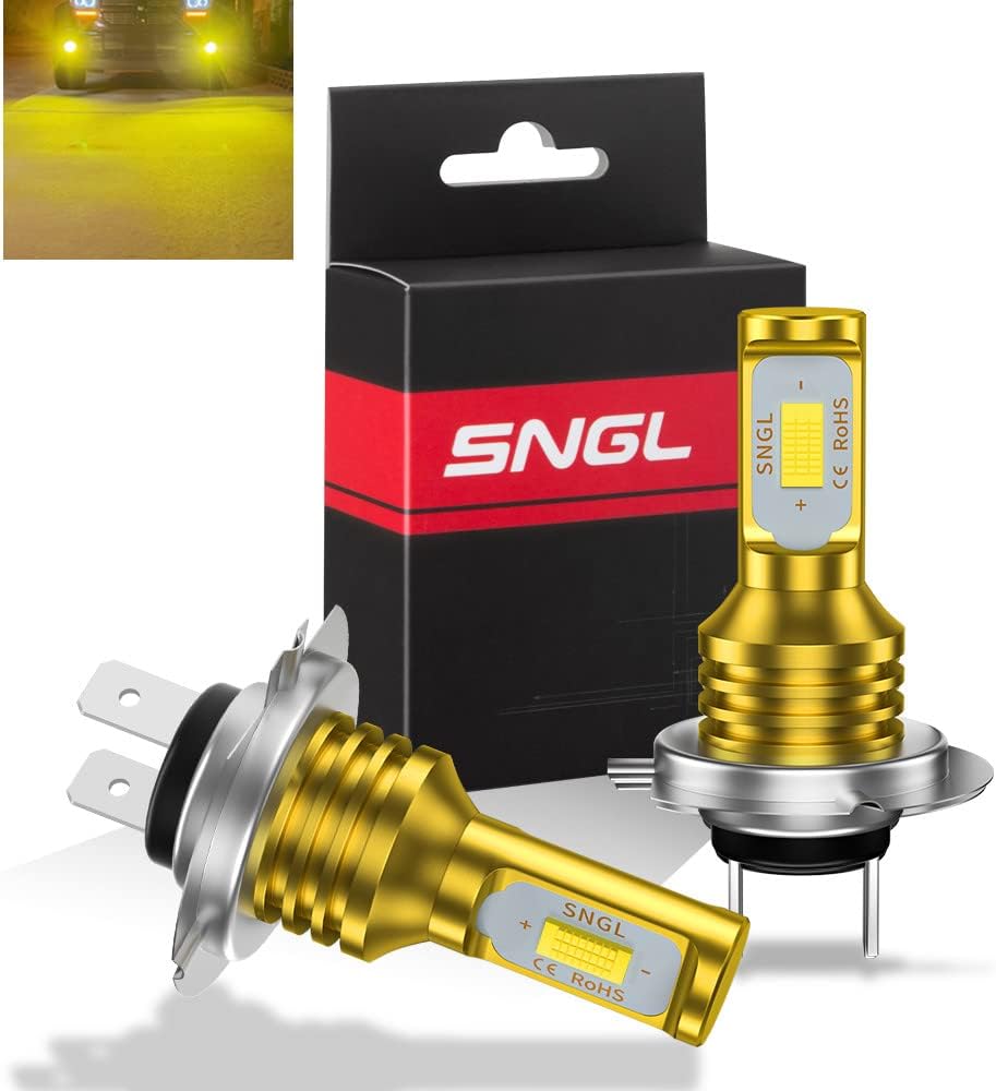 SNGL H7 LED Fog Light Bulb yellow 3000k Extremely Bright High Power H7LL H7 LED Bulbs for DRL or Fog Light bulb Replacement