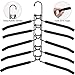 CESHUMD Space Saving Hangers for Clothes Detachable 5 Layers Stainless Steel Non-Slip Foam Padded Velvet Skirt Hangers Metal Closet Storage Organizer for Suits Pants Shirts Jeans 5-Tier Black