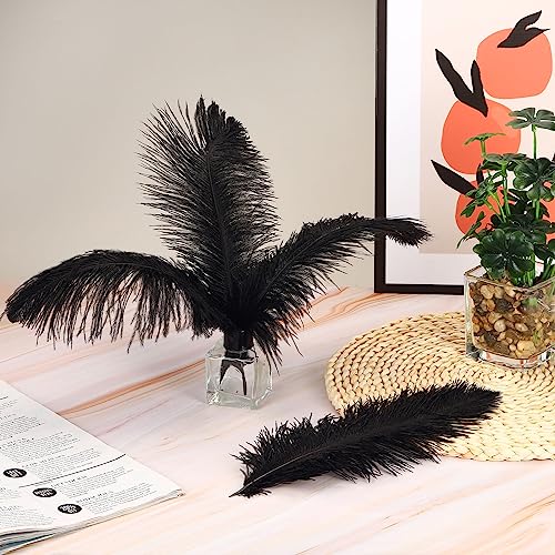 PATIKIL 120 Pcs Natural Black/White Ostrich Feathers for Wedding Party Centerpieces Flower Arrangement and Home Decoration (Black) - Image 4