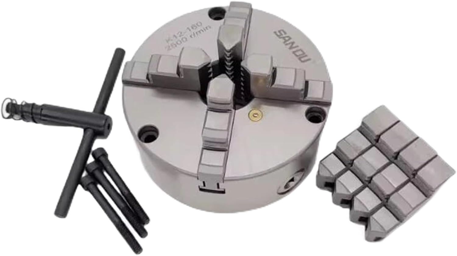 Lathe Chuck 160MM Chuck 4 Jaw Scroll Chuck K12-160 Front Mount 4 Jaw Chuck Lathe Self-Centering Separate Jaws(K12-160 Front Mount)