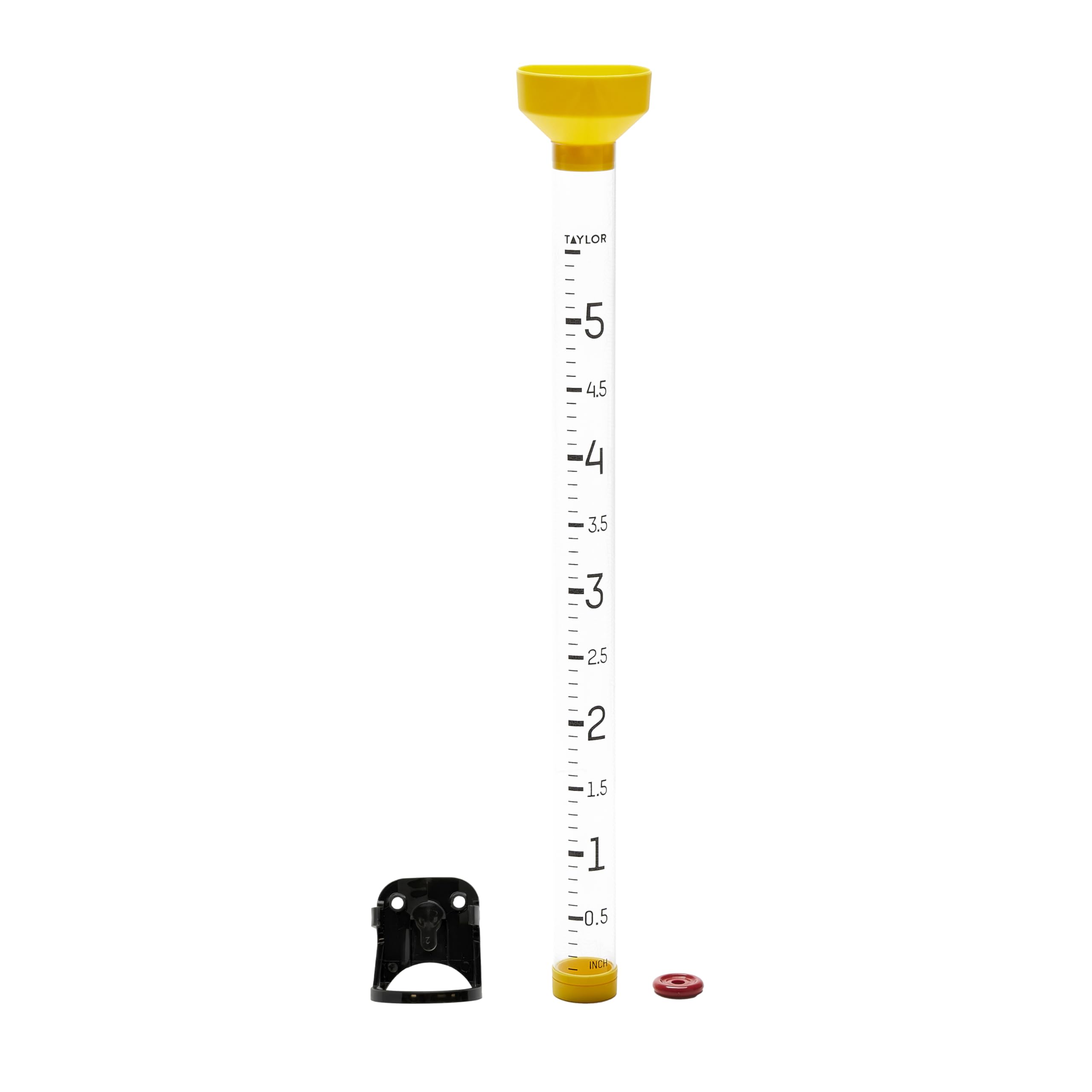 Taylor Capacity Jumbo Rain Gauge, Measure and Monitor Precipitation, Easy to Read for Backyard, Patio, Garden, and Lawn, 5-inch, Yellow