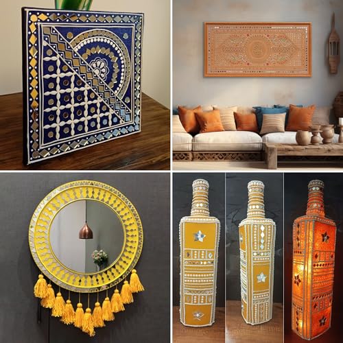 Brinda ventures YAVIX 12 Variety Mirrors Shapes for Crafts | Perfect for Lippan, Fabric, Mandala Art, Jewelry Making | 660 Medium and 1260 Small Shapes Mirrors, Total 1920 Pieces (Combo of 12) (Image - 5)