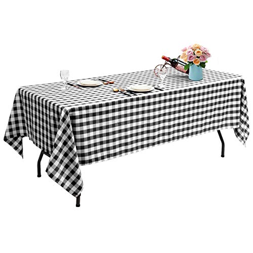 simplyUSAhello 10 Pcs 60" x 102" Rectangular Polyester Checker Kitchen Tablecloth (Black)
