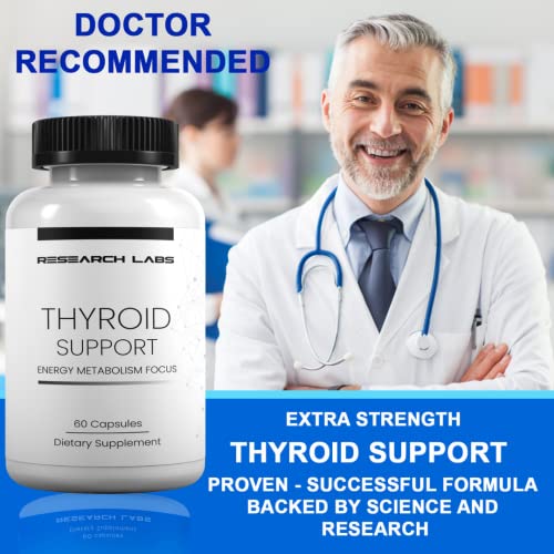 Research Labs Thyroid Support + Iodine Supplement - Energy, Metabolism, Focus (60 Capsules) - 2 Pack. New Label, Same Amazing Product! #TOP2