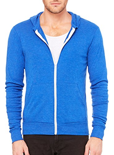 Bella + Canvas Unisex Triblend Full-Zip Lightweight Hoodie S TRUE ROYAL TRIB