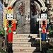 Gisafai 2 Pcs 6ft Large Metal Christmas Nutcracker Outdoor Decoration, Giant Nutcracker Yard Sign with Stakes, Christmas Yard Decor for Garden Pathway Lawn Walkway Holiday Party