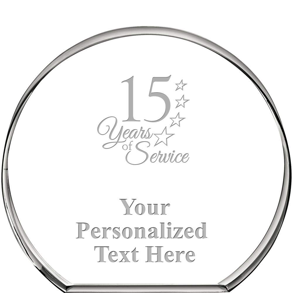 Standing Circle Paperweight, Custom Engraved Corporate Crystal Trophy Paperweight Gift