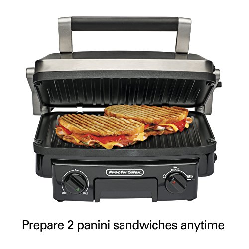 image for Proctor Silex 5-in-1 Electric Indoor Grill, Griddle & Panini Press, Op
