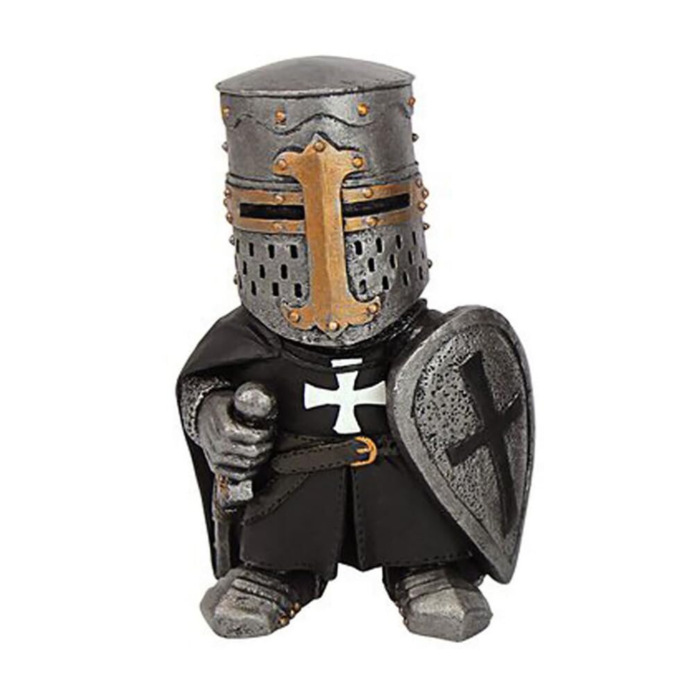 Anso Black Retro Crusader Armor Knight Gnomes Guard Statues Yard Decor Garden Lawn Ornament (Guard D)
