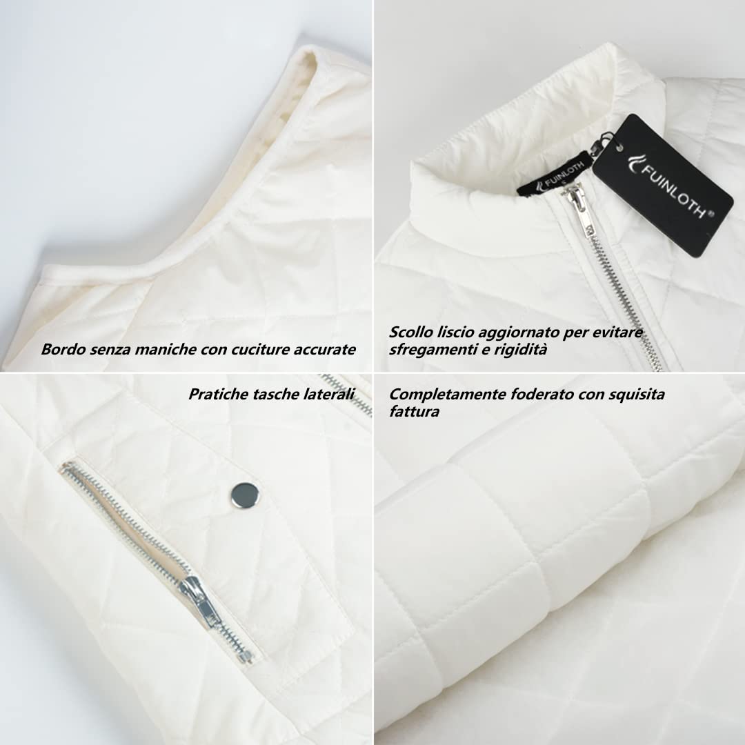 fuinloth Gilet Donna Smanicato Invernale Panciotto Dritto Collarei Giacche Ultraleggeri Senza Maniche Giacca con Tasca con Cerniera