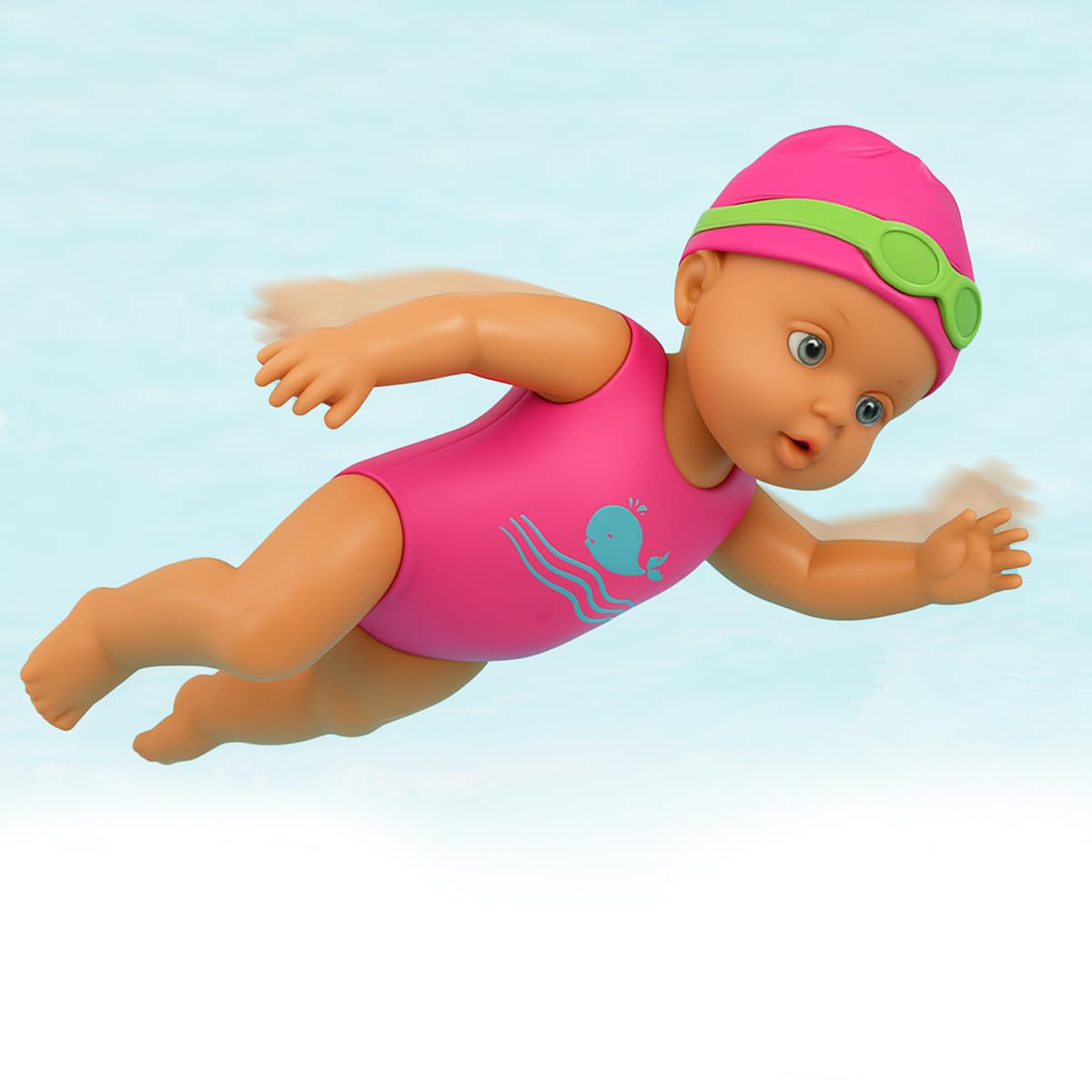 koolbitz Swimming Baby Doll for Bath Time - Swimming Pool & Bathtub Play Wind-Up 6-Inch Toy with Moving Arms for Boys & Girls - Waterproof Floating Doll for 3+ Years Ages Kids