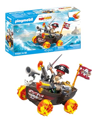 PLAYMOBIL | Fun Stars | Rasendes Piratenboot | Spielzeug ab 4 Jahren | Geschenk für Kinder | Spielzeug Auto | Mit Rückzugmotor & Schießfunktion | 71720