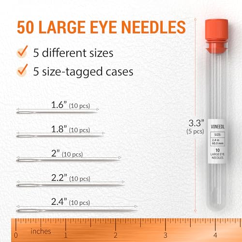 Hilo de coser encerado (color blanco), agujas resistentes (11 piezas) y agujas afiladas de ojo grande (50 piezas) – Agujas duraderas para coser a mano, adecuadas para cuero, lona y más miniatura 4