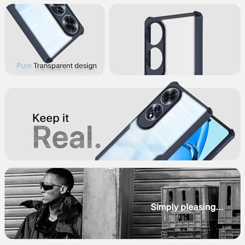 Image of Pikkme Oppo A60 4G Back Cover | Crystal Clear Transparent Back | Ultra Hyrbid | Full Camera Protection | Raised Edge | Bumper Back Case (Blue)