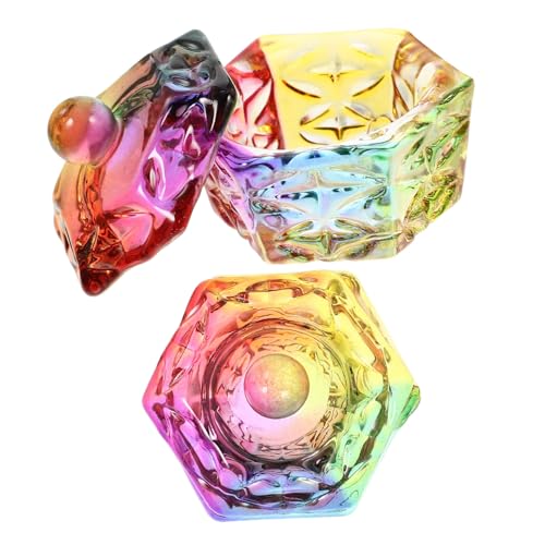 SOESFOUFU ネイルアート用皿 2個入り ガラス製ネイルアートボウル 蓋付き 多機能マニ カップ 装飾ネイル用品 ガラス製品洗浄カップ