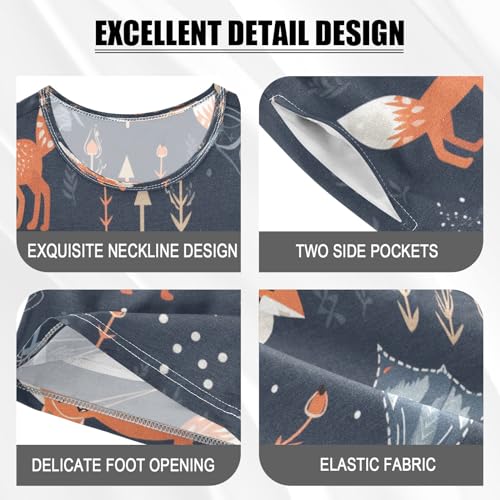 senya Fox with Flower Summer Pajamas Set Short Cotton Sleepwear 2 Piece4