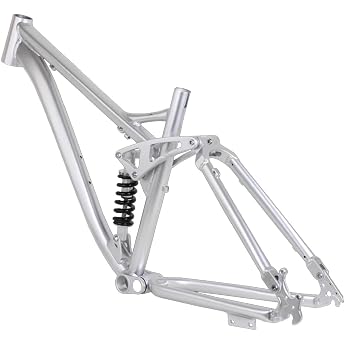 26 Inch Mountain Bike Frame Suspension Frame Made of Aluminium Alloy Softtail Suspension Frame Disc Brakes Inner Width 135 mm Bottom Bracket 68 x 34 mm Silver-b