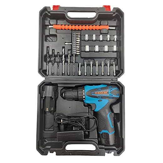 IZOM 12v Cordless Drill Set(Set of 38 in Blow Mould Case,Blue)