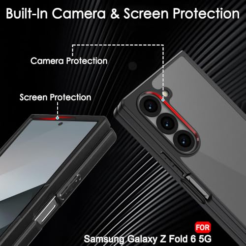 Image of TheGiftKart Ultra-Hybrid Sleek Armor Back Cover Case for Samsung Galaxy Z Fold 6 5G | 360 Protection | Smoke Black Matte Hard Translucent Back Cover Case for Samsung Z Fold6 (PC & TPU, Black Bumper)
