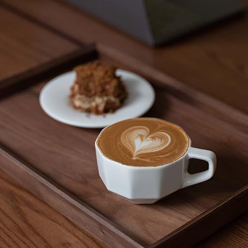 Miniatura 6 de MU MO Taza de capuchino de porcelana de 9 onzas con platillo, taza de cerámica Latte Art, taza de café expreso para bebidas de café especiales, café